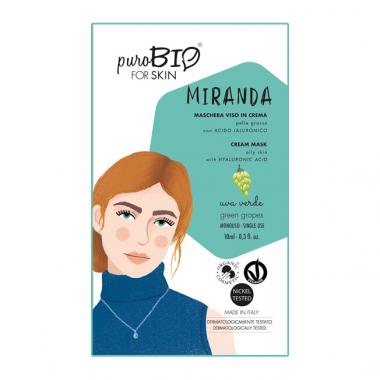 Miranda Maschera viso Uva Verde in crema<br /> per Pelle Grassa<br /> con<br />Acido Ialuronico<br /> - PuroBio Cosmetics